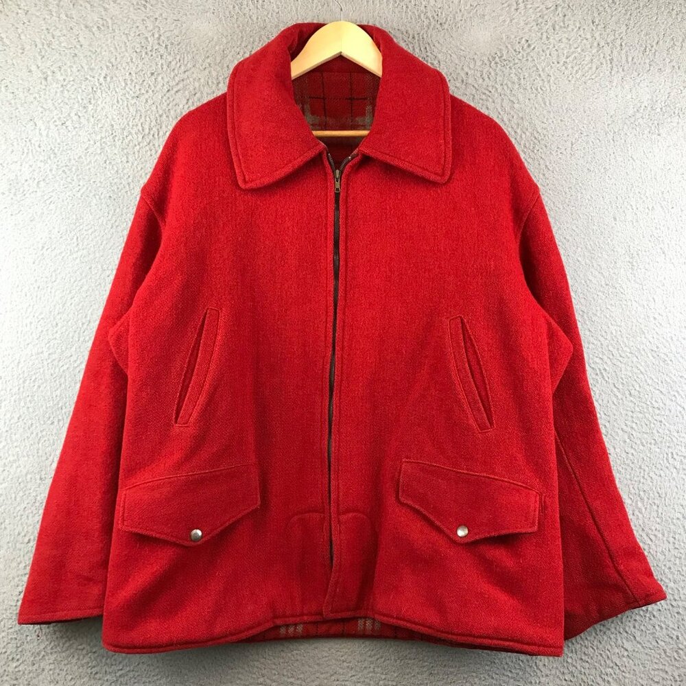 Men's Red Wool Zip-Front Jacket